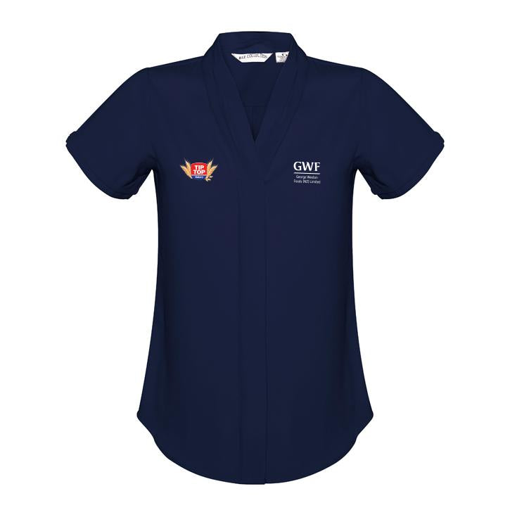 Ladies Madison Short Sleeve Blouse - Midnight Blue 10