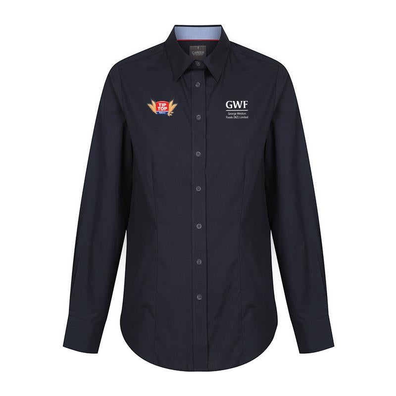 Ladies Fine Oxford Long Sleeve Shirt - Navy 8