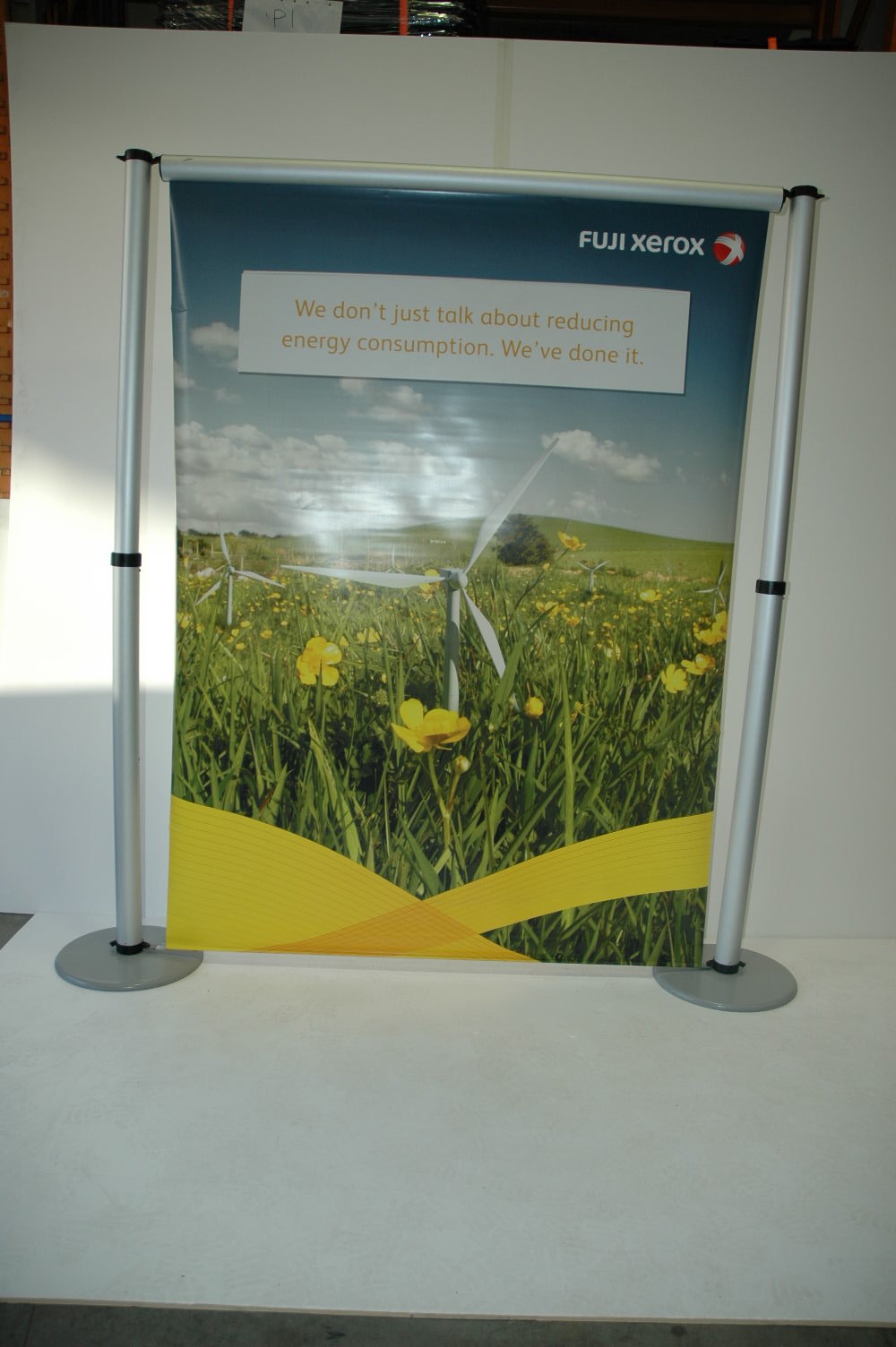 Pull down banner with poles & 2 sets of  base plates