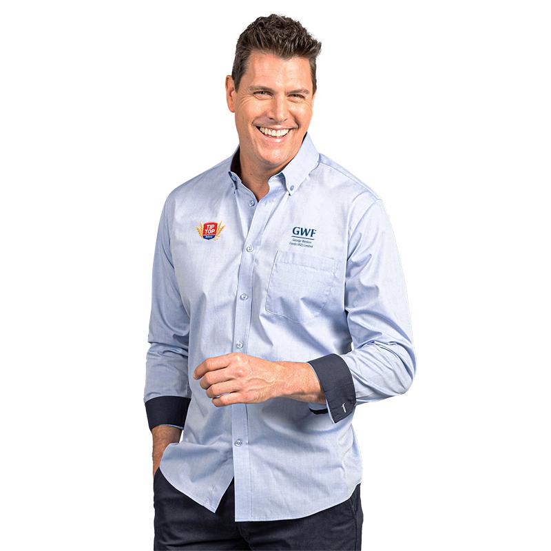 Mens Fine Oxford Long Sleeve Shirt - Light Blue 50