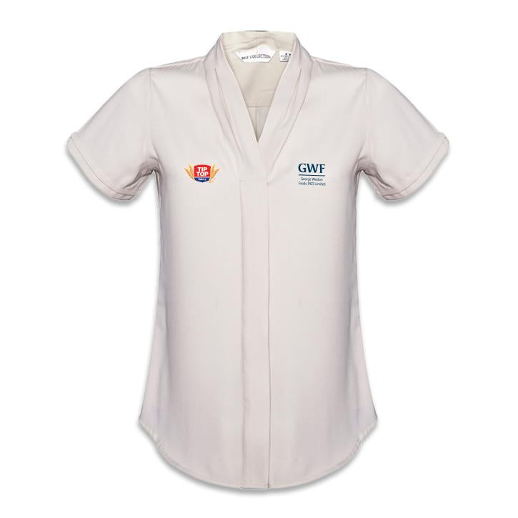 Ladies Madison Short Sleeve Blouse - Ivory 8