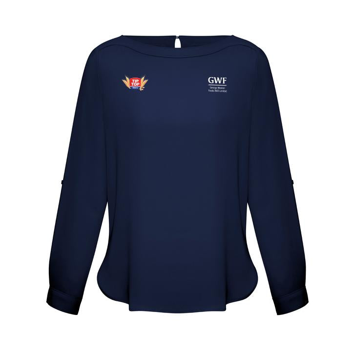 Ladies Madison Boatneck Blouse - Midnight Blue 8