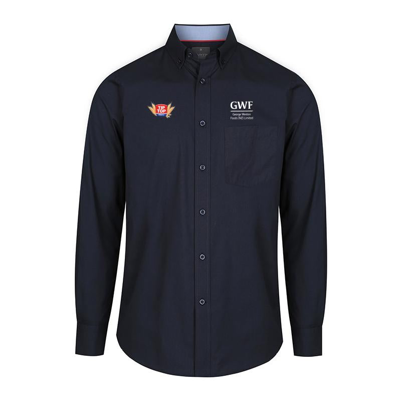 Mens Fine Oxford Long Sleeve Shirt - Navy 50