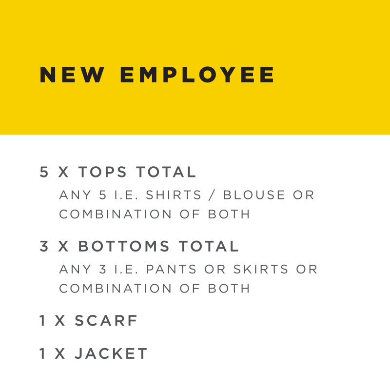 NEW EMPLOYEE LADIES UNIFORM PACK
