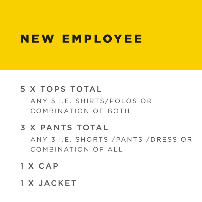 NEW EMPLOYEE UNIFORM PACK