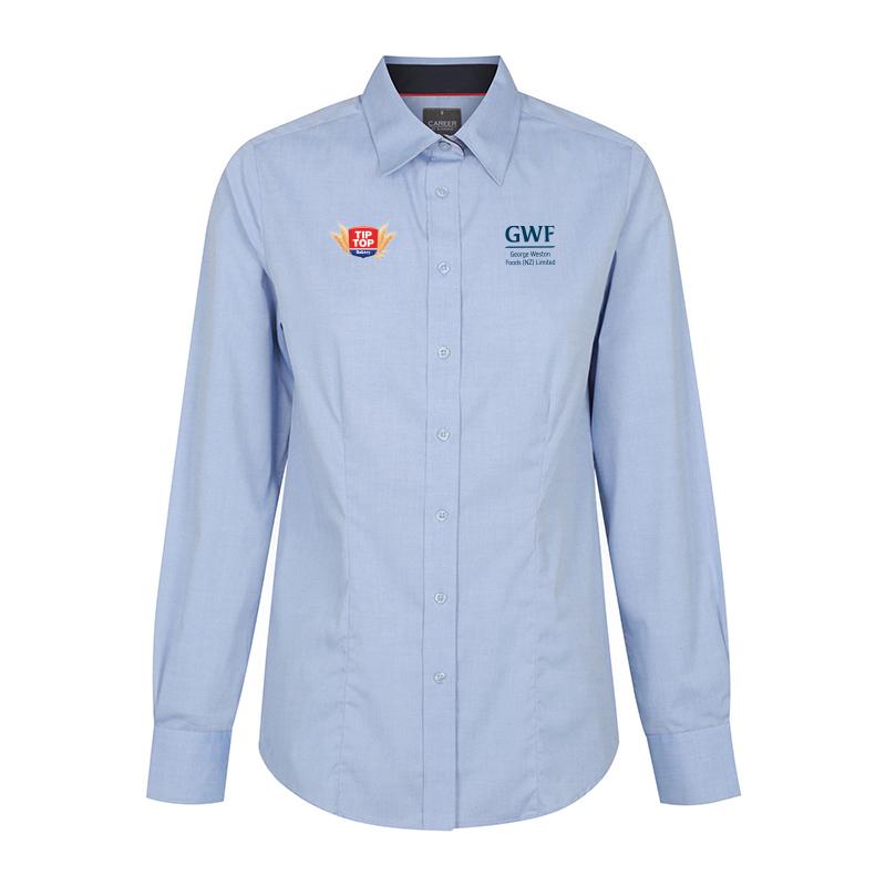 Ladies Fine Oxford Long Sleeve Shirt - Light Blue 8