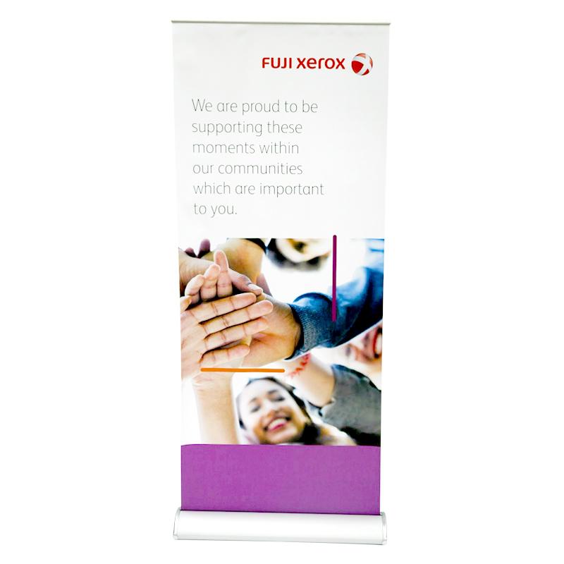 SUPPORTING COMMUNITIES BANNERSTAND - PURPLE