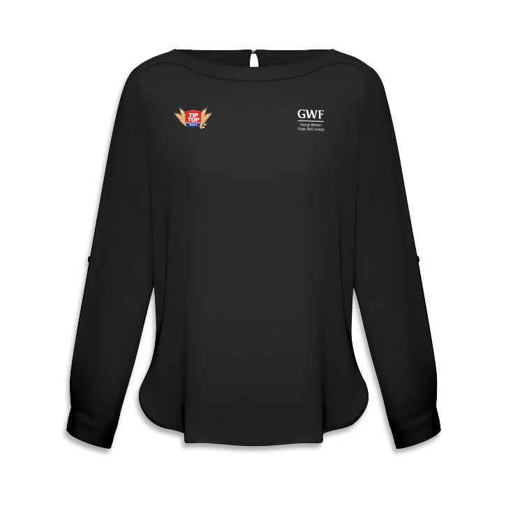 Ladies Madison Boatneck Blouse - Black 8